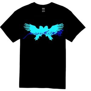 Black T-Shirt with Blue Eagle Graphic